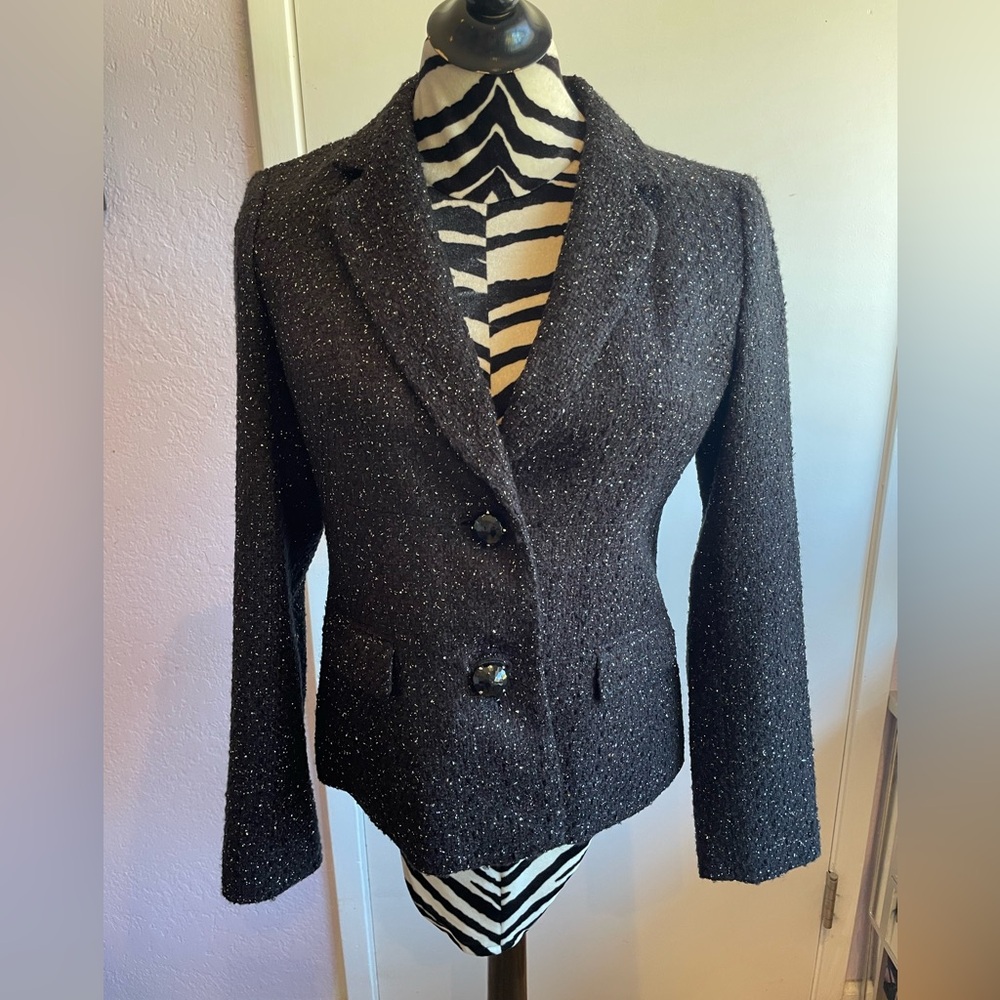 Anne Klein Black Tweed Sparkle Blazer